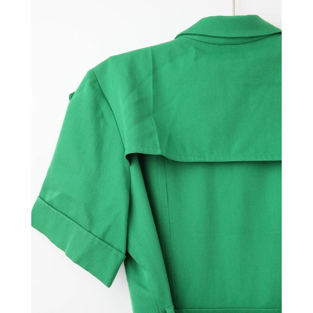 Victoria Beckham Belted Wool-gabardine Shirt Dress In Green - Picture 10 of 12